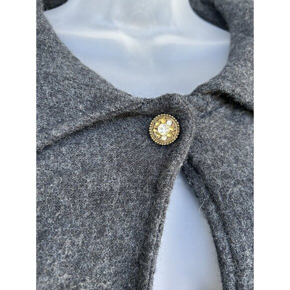 Tinu & Stu 100% Wool Shawl Collar Wrap Sweater Women's Size Large Metallic Trim - Picture 5 of 11